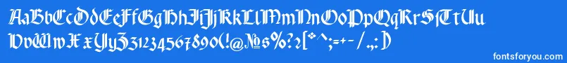 フォントRotundaPommerania – 青い背景に白い文字