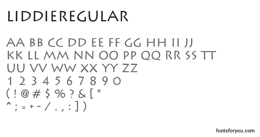 LiddieRegular-fontti – aakkoset, numerot, erikoismerkit