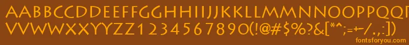 LiddieRegular-Schriftart – Orangefarbene Schriften auf braunem Hintergrund