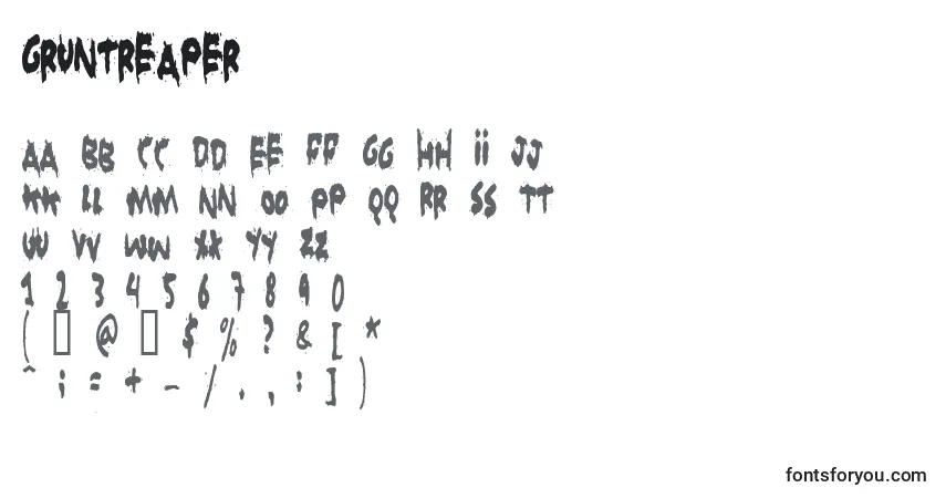 Schriftart Gruntreaper – Alphabet, Zahlen, spezielle Symbole