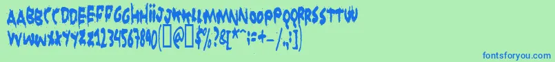Gruntreaper Font – Blue Fonts on Green Background