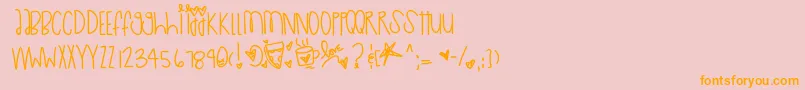 Cuteasabutton-Schriftart – Orangefarbene Schriften auf rosa Hintergrund