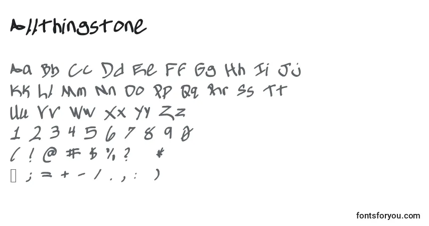 A fonte Allthingstone – alfabeto, números, caracteres especiais