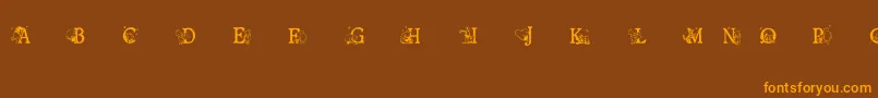 フォントOhbotherfont – オレンジ色の文字が茶色の背景にあります。