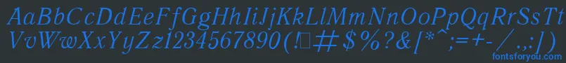フォントQuantAntiquaItalic.001.001 – 黒い背景に青い文字