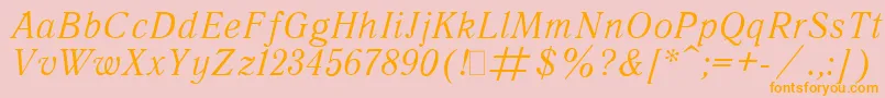 QuantAntiquaItalic.001.001-fontti – oranssit fontit vaaleanpunaisella taustalla