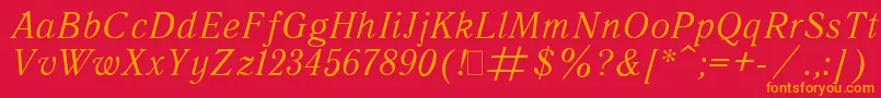 Czcionka QuantAntiquaItalic.001.001 – pomarańczowe czcionki na czerwonym tle