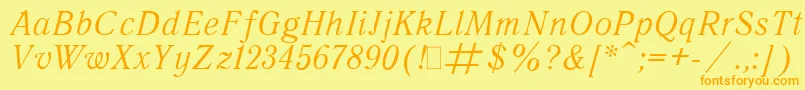 QuantAntiquaItalic.001.001 Font – Orange Fonts on Yellow Background