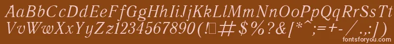 フォントQuantAntiquaItalic.001.001 – 茶色の背景にピンクのフォント