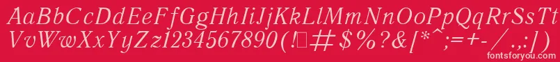 QuantAntiquaItalic.001.001 Font – Pink Fonts on Red Background