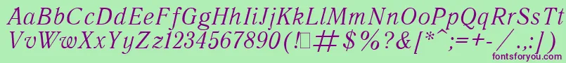 QuantAntiquaItalic.001.001 Font – Purple Fonts on Green Background