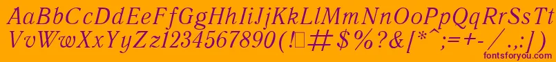 QuantAntiquaItalic.001.001-fontti – violetit fontit oranssilla taustalla
