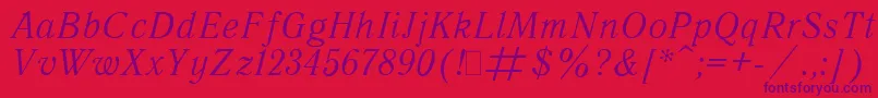 QuantAntiquaItalic.001.001 Font – Purple Fonts on Red Background
