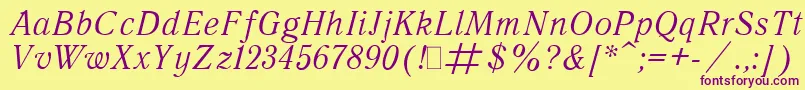 QuantAntiquaItalic.001.001 Font – Purple Fonts on Yellow Background