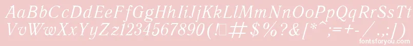 フォントQuantAntiquaItalic.001.001 – ピンクの背景に白い文字