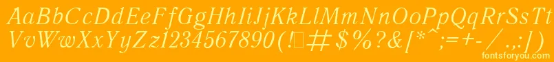 QuantAntiquaItalic.001.001 Font – Yellow Fonts on Orange Background