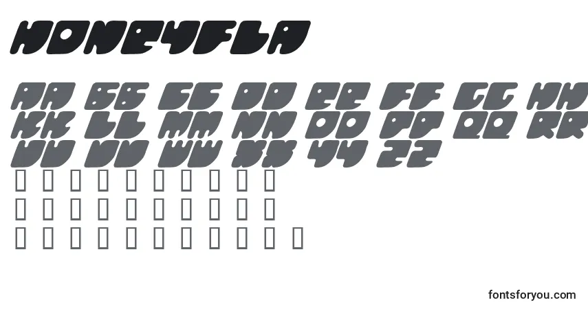 Шрифт Honeyfla – алфавит, цифры, специальные символы