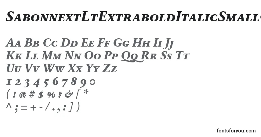 Fuente SabonnextLtExtraboldItalicSmallCaps - alfabeto, números, caracteres especiales