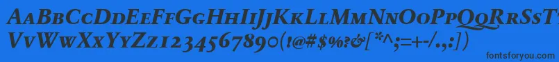 Шрифт SabonnextLtExtraboldItalicSmallCaps – чёрные шрифты на синем фоне