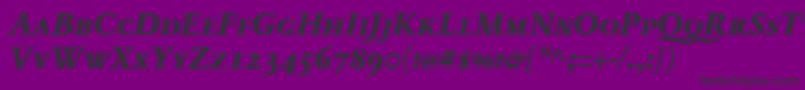 Fonte SabonnextLtExtraboldItalicSmallCaps – fontes pretas em um fundo violeta