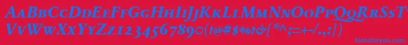 フォントSabonnextLtExtraboldItalicSmallCaps – 赤い背景に青い文字