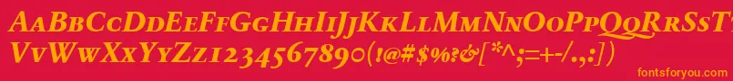 Шрифт SabonnextLtExtraboldItalicSmallCaps – оранжевые шрифты на красном фоне