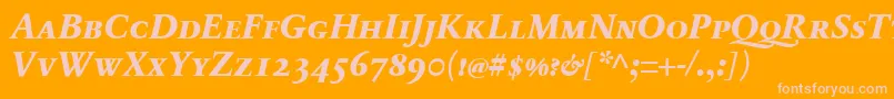SabonnextLtExtraboldItalicSmallCaps-Schriftart – Rosa Schriften auf orangefarbenem Hintergrund