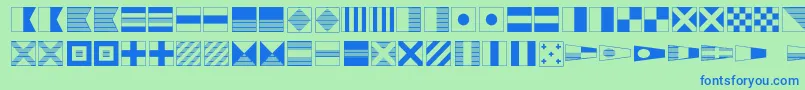 Mari01 Font – Blue Fonts on Green Background