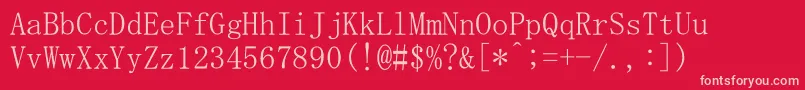 フォントMsMincho – 赤い背景にピンクのフォント