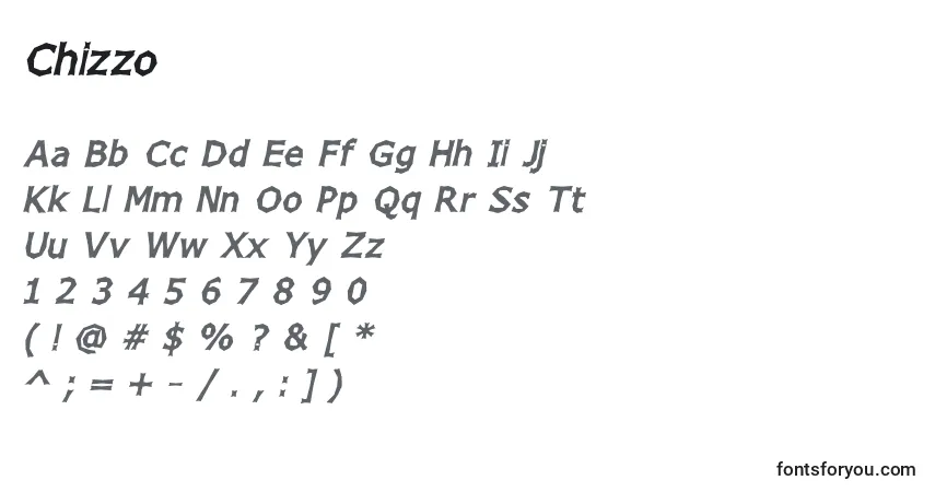 Fuente Chizzo - alfabeto, números, caracteres especiales