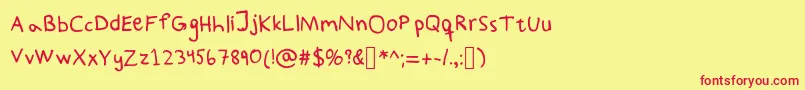 PaddisHandwritten Font – Red Fonts on Yellow Background
