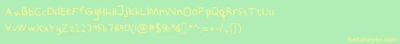 フォントPaddisHandwritten – 黄色の文字が緑の背景にあります