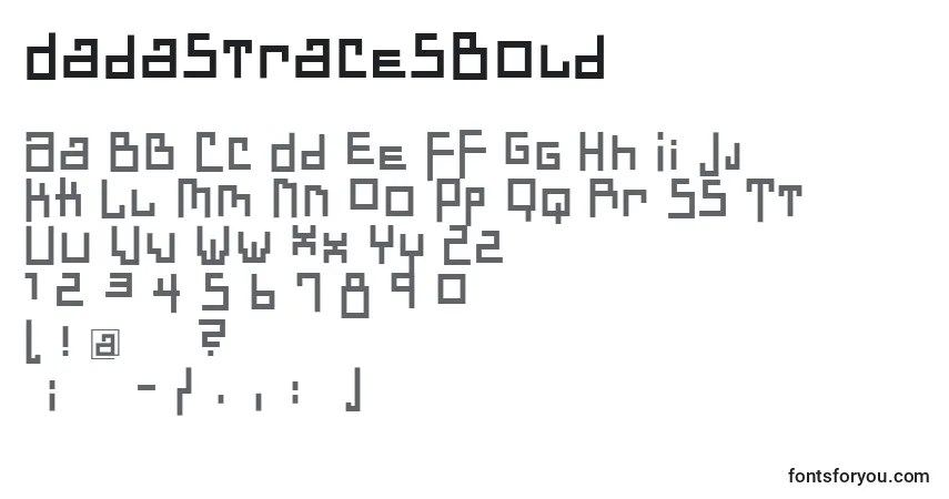 Czcionka DadastracesBold – alfabet, cyfry, specjalne znaki