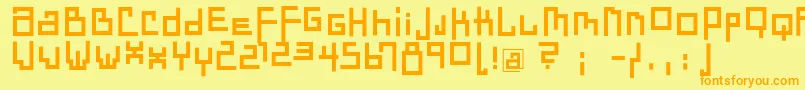 DadastracesBold-Schriftart – Orangefarbene Schriften auf gelbem Hintergrund