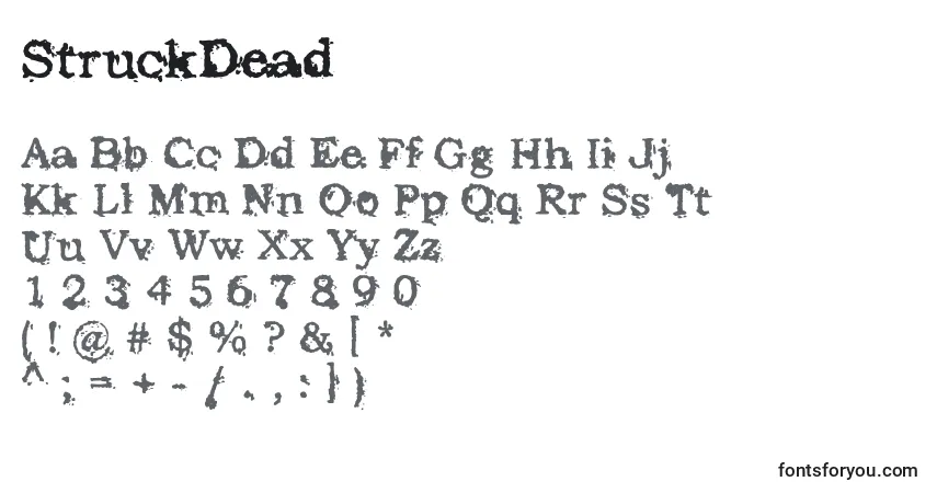 Шрифт StruckDead – алфавит, цифры, специальные символы