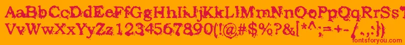 フォントStruckDead – オレンジの背景に赤い文字