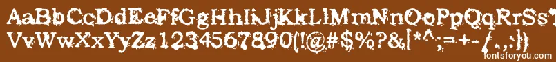 StruckDead-Schriftart – Weiße Schriften auf braunem Hintergrund