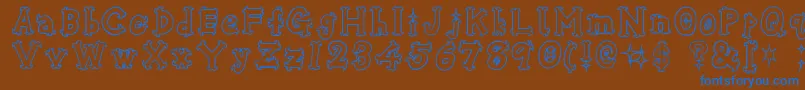 フォントOshareHonenuki – 茶色の背景に青い文字