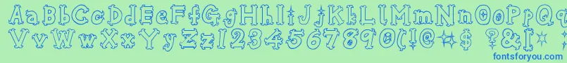 OshareHonenuki Font – Blue Fonts on Green Background
