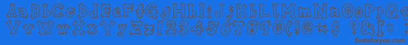 OshareHonenuki Font – Brown Fonts on Blue Background