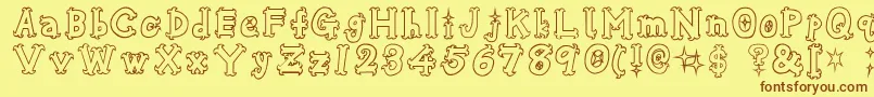 OshareHonenuki Font – Brown Fonts on Yellow Background