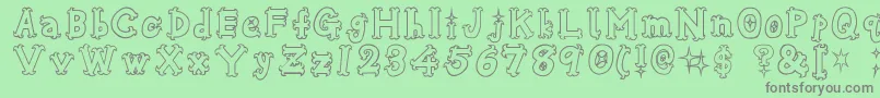 フォントOshareHonenuki – 緑の背景に灰色の文字