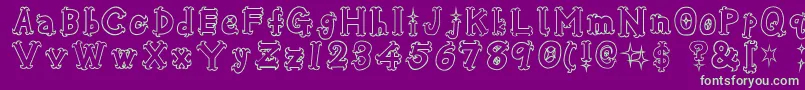OshareHonenuki Font – Green Fonts on Purple Background