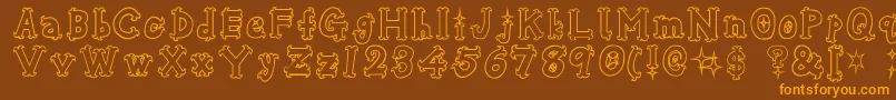 OshareHonenuki Font – Orange Fonts on Brown Background