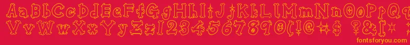 OshareHonenuki Font – Orange Fonts on Red Background