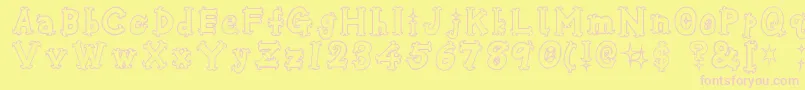 OshareHonenuki Font – Pink Fonts on Yellow Background