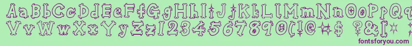 OshareHonenuki Font – Purple Fonts on Green Background