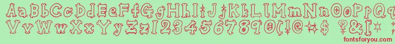 OshareHonenuki Font – Red Fonts on Green Background