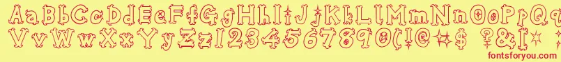 OshareHonenuki Font – Red Fonts on Yellow Background