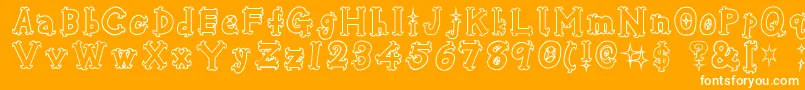 OshareHonenuki-Schriftart – Weiße Schriften auf orangefarbenem Hintergrund